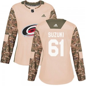Ryan Suzuki Carolina Hurricanes Women's Adidas Authentic Camo Veterans Day Practice Jersey