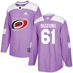 Ryan Suzuki Carolina Hurricanes Youth Adidas Authentic Purple Fights Cancer Practice Jersey
